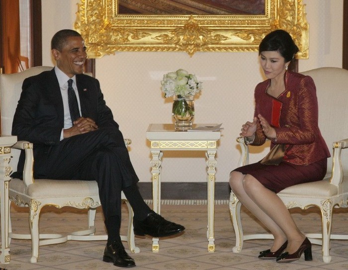Thủ tướng Yingluck Shinawatra tiếp ông Obama đến thăm Thái Lan hôm 18/11